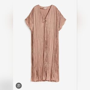 Crinkled Tan Midi Dress